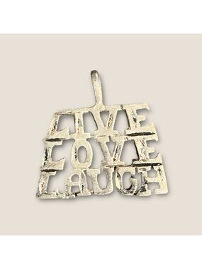 Vintage Sterling Silver "Live Love Laugh" Pendant Charm .5 x .5 Inches 1.5 Grams